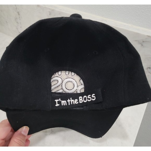 I'm The Boss Unisex Embroidered Print Black Baseball Adjustable Cap, Size OS - Picture 3 of 5